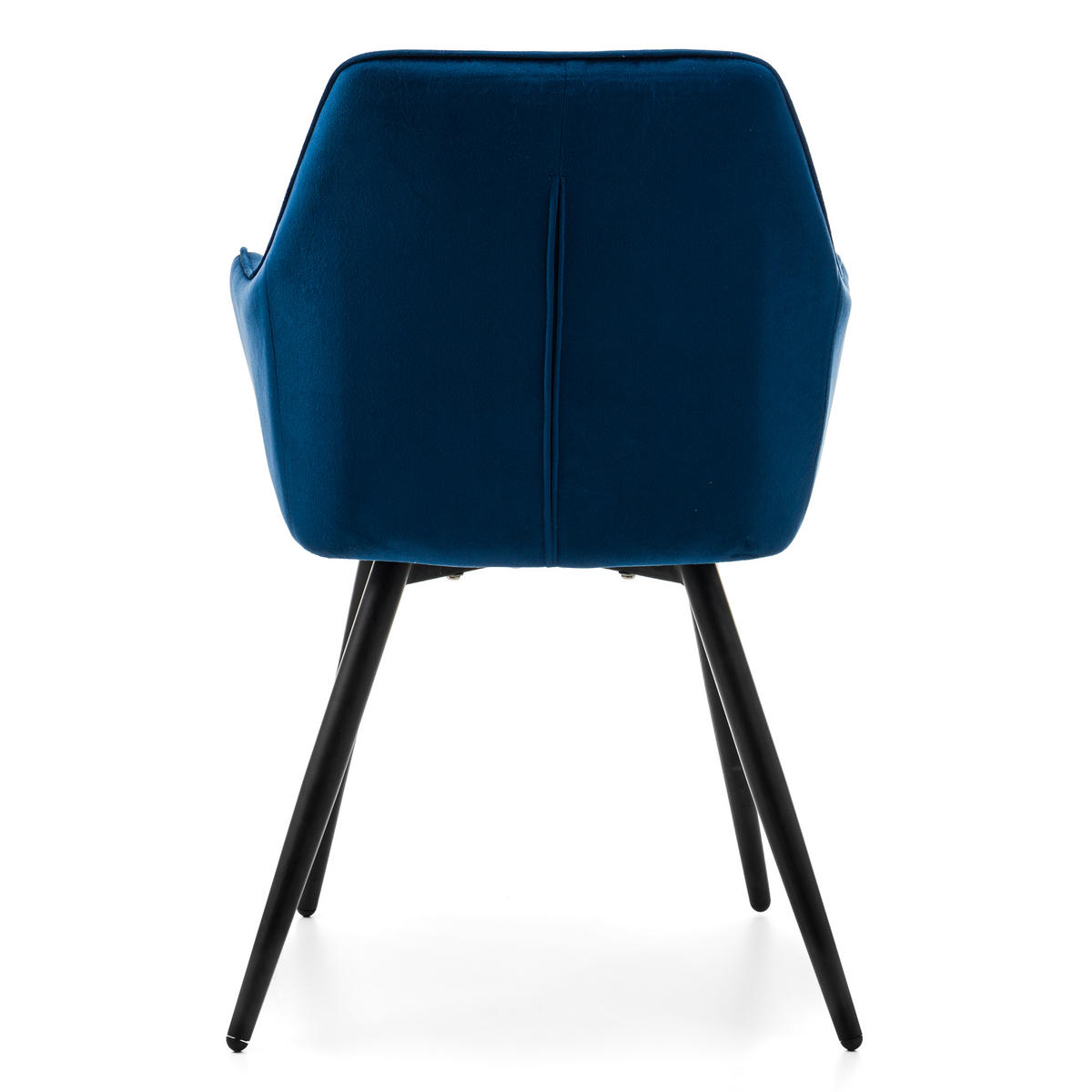 STUHL VASTO gepolstert mit Steppung - dunkelblau - Samt Velours - Schwarz/Dunkelblau, Textil/Metall (58/87/60cm) - NEW HOME