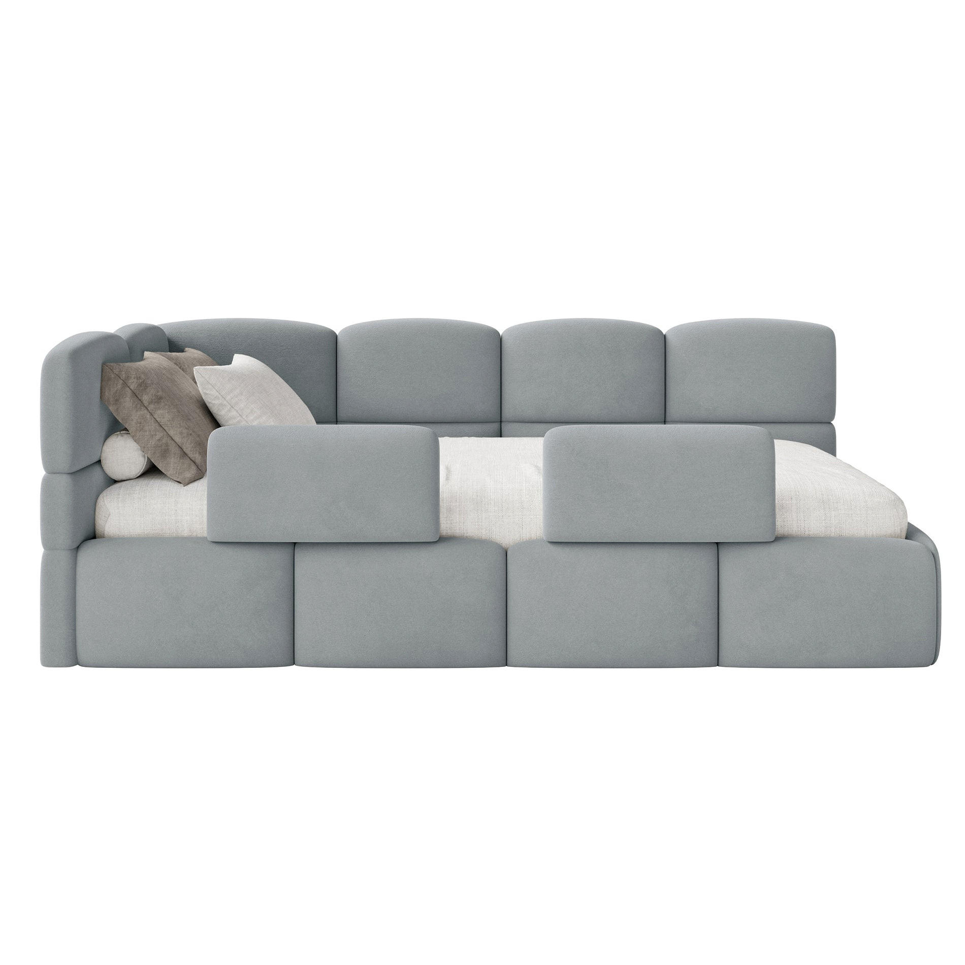 KINDERBETT Cloudy Hellbeige 120 cm, Velours - Ecru/Schwarz, Kunststoff/Textil (120/200cm) - Selsey