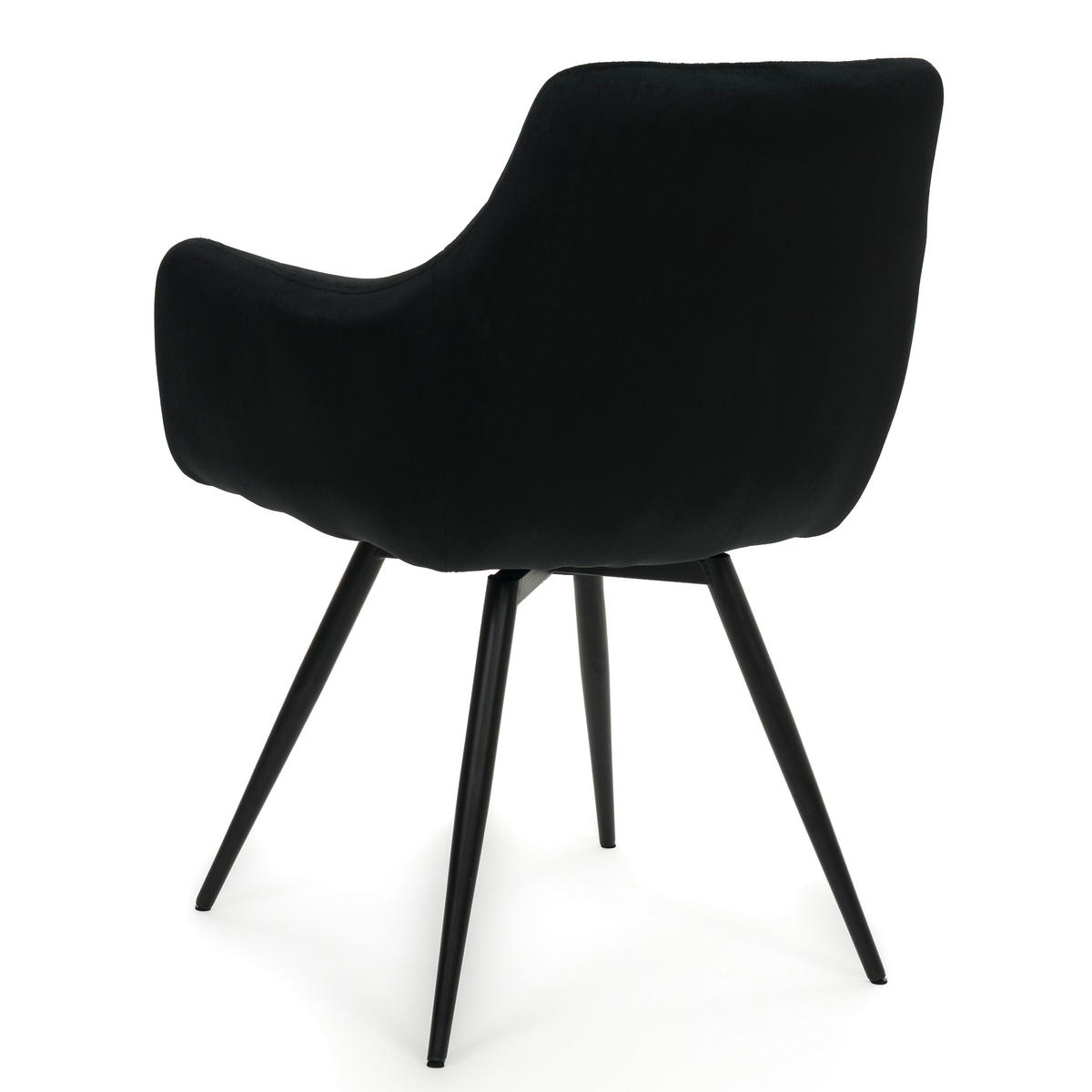 STUHL FANO drehbar gepolsterter mit Steppung - schwarz - Velour - Schwarz, Textil/Metall (58/83/59cm) - NEW HOME
