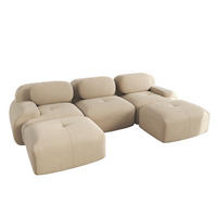 ECKSOFA 298/178/70 cm Beige aus Cordstoff mit 32D-Schaum, rahmenlos und montagefrei - Beige, Textil (178/298cm) - OKWISH