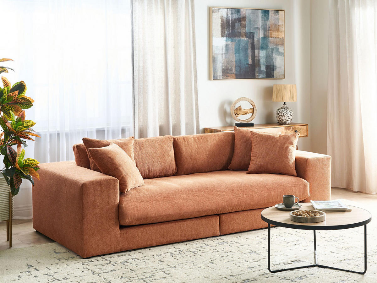 3-SITZER-SOFA orange mit Kissen Glorvika - Orange, Textil (240/58/120cm) - Beliani