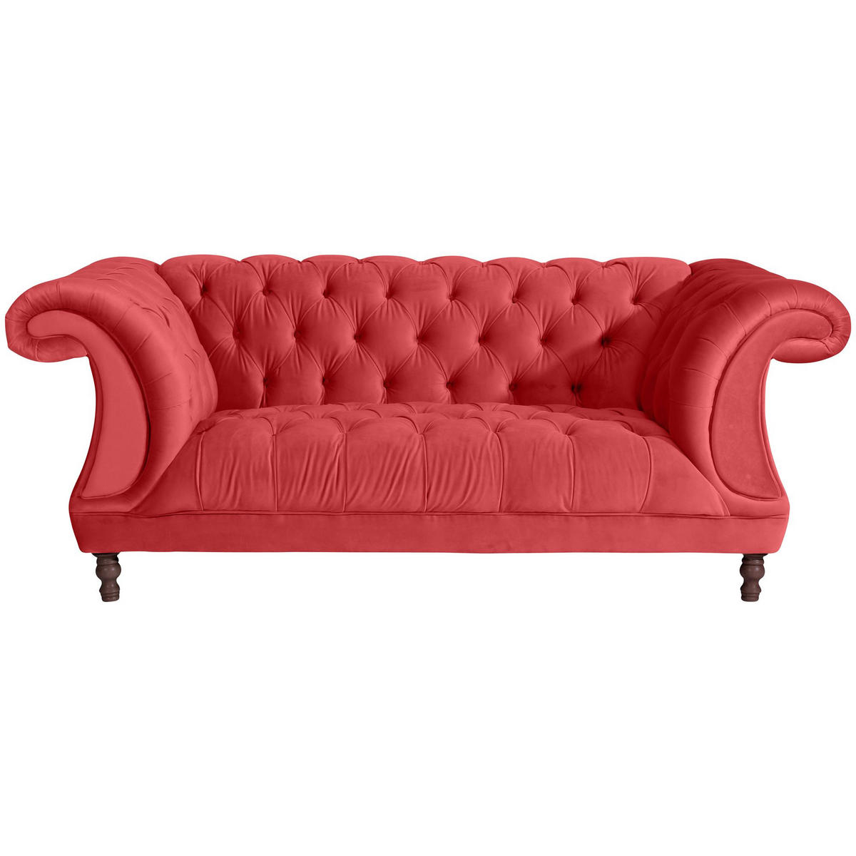 CHESTERFIELD Sofa 2-Sitzer Kaylin Samtvelours rot - Rot, Kunststoff (200/80/100cm) - 58aufmkessel