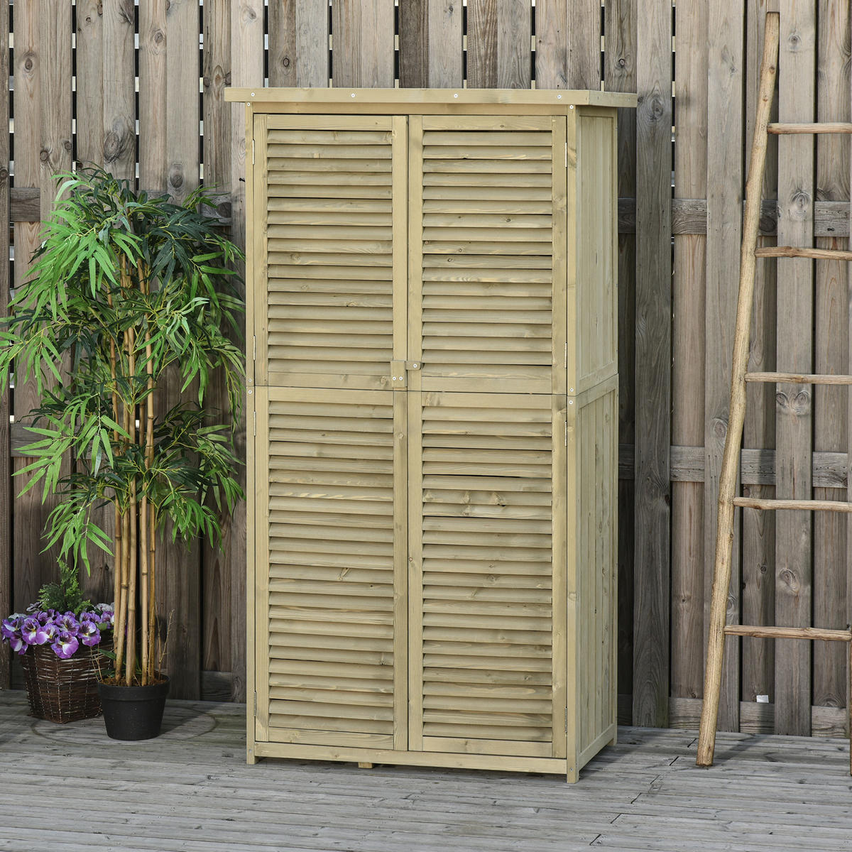 GERÄTESCHUPPEN Lamellentür Grau - Grau, Holz (46.5/160/87cm) - ComfortXL