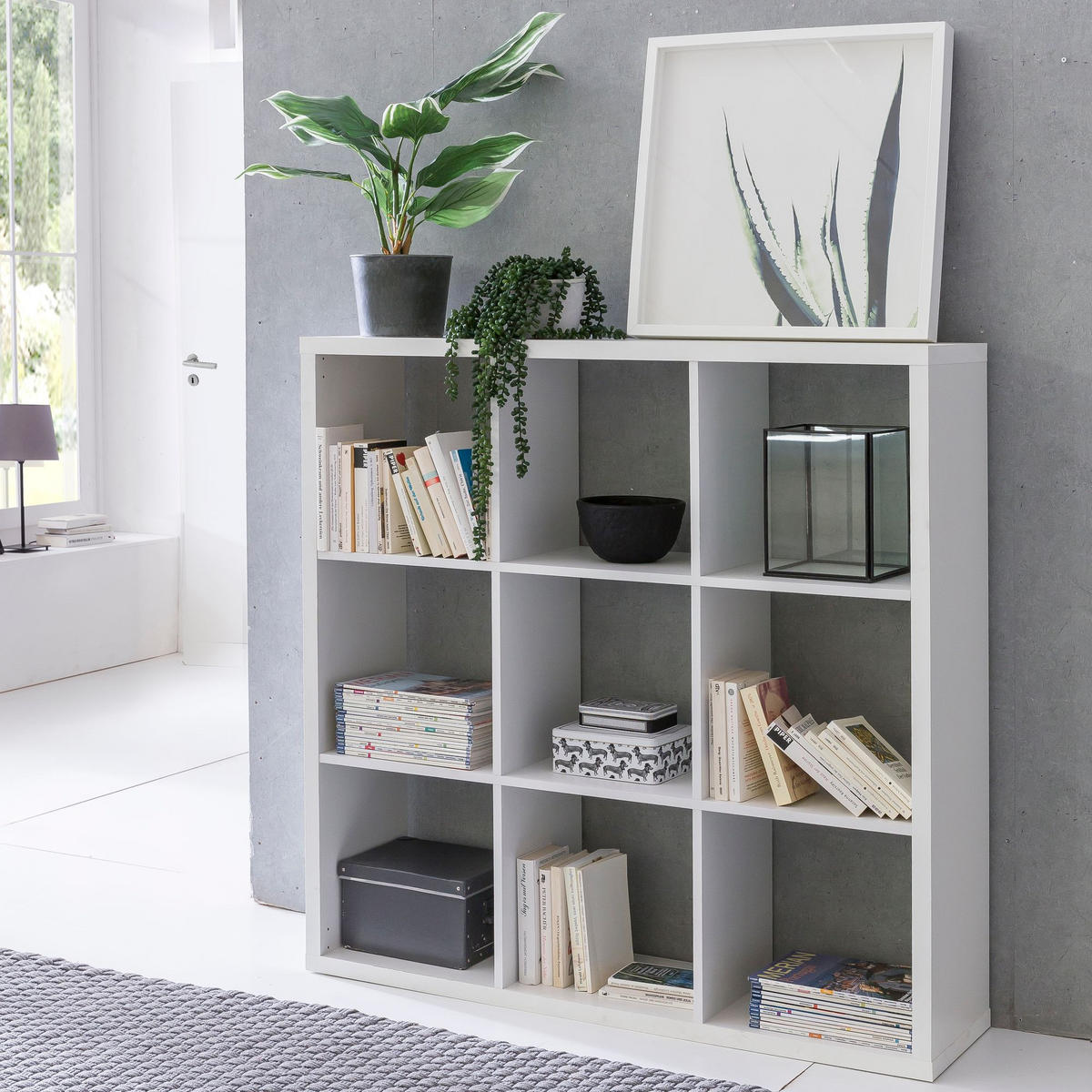 WÜRFELREGAL – Weiß, 112x112x29 cm, 9 Fächer, Raumtrenner - Weiß, Holz (112/112/29cm) - KADIMA DESIGN