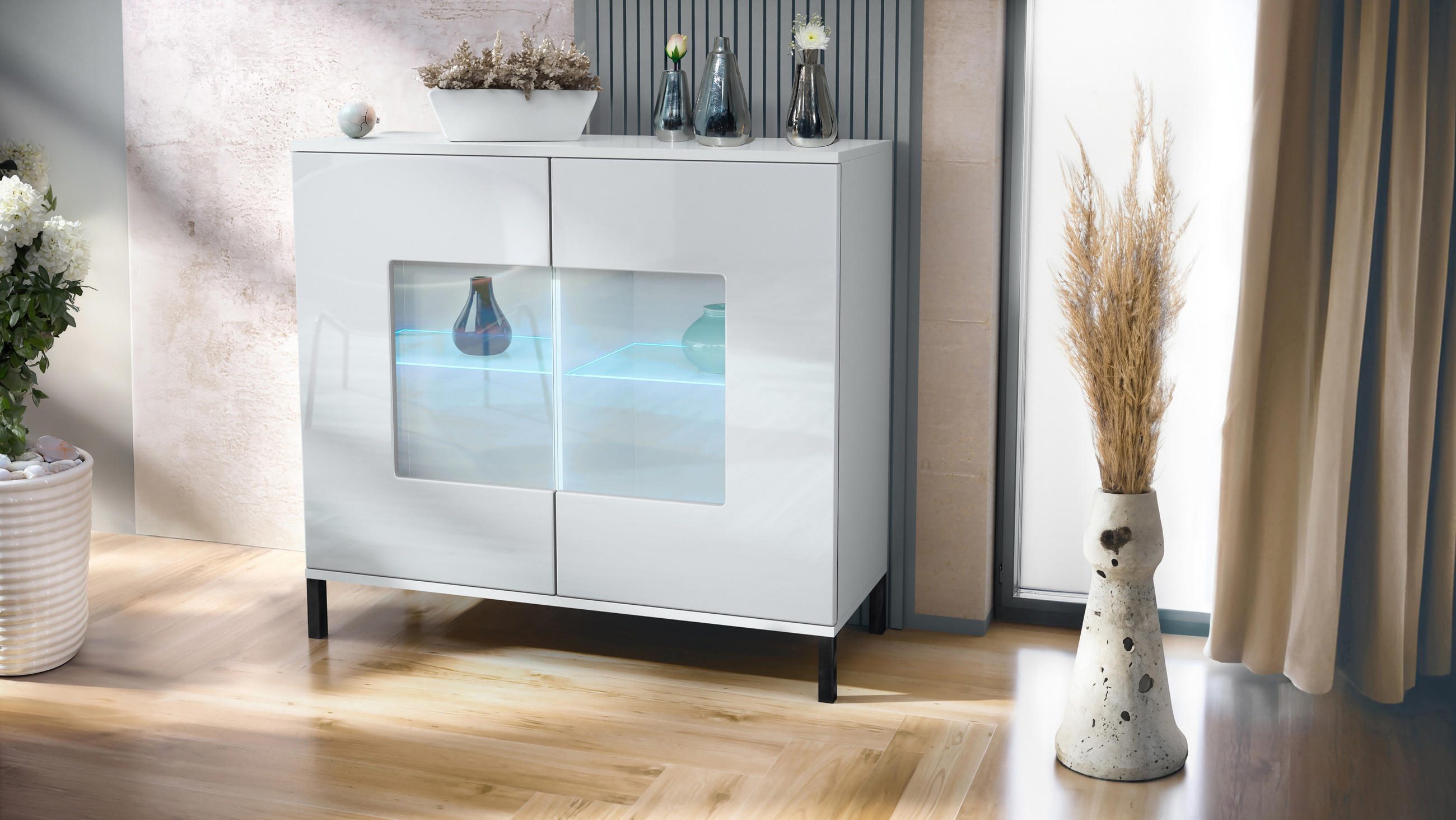 KOMMODE Grömitz Weiß Hochglanz - Weiß Hochglanz, Holzwerkstoff (92.5/83.5/35cm) - Vladon