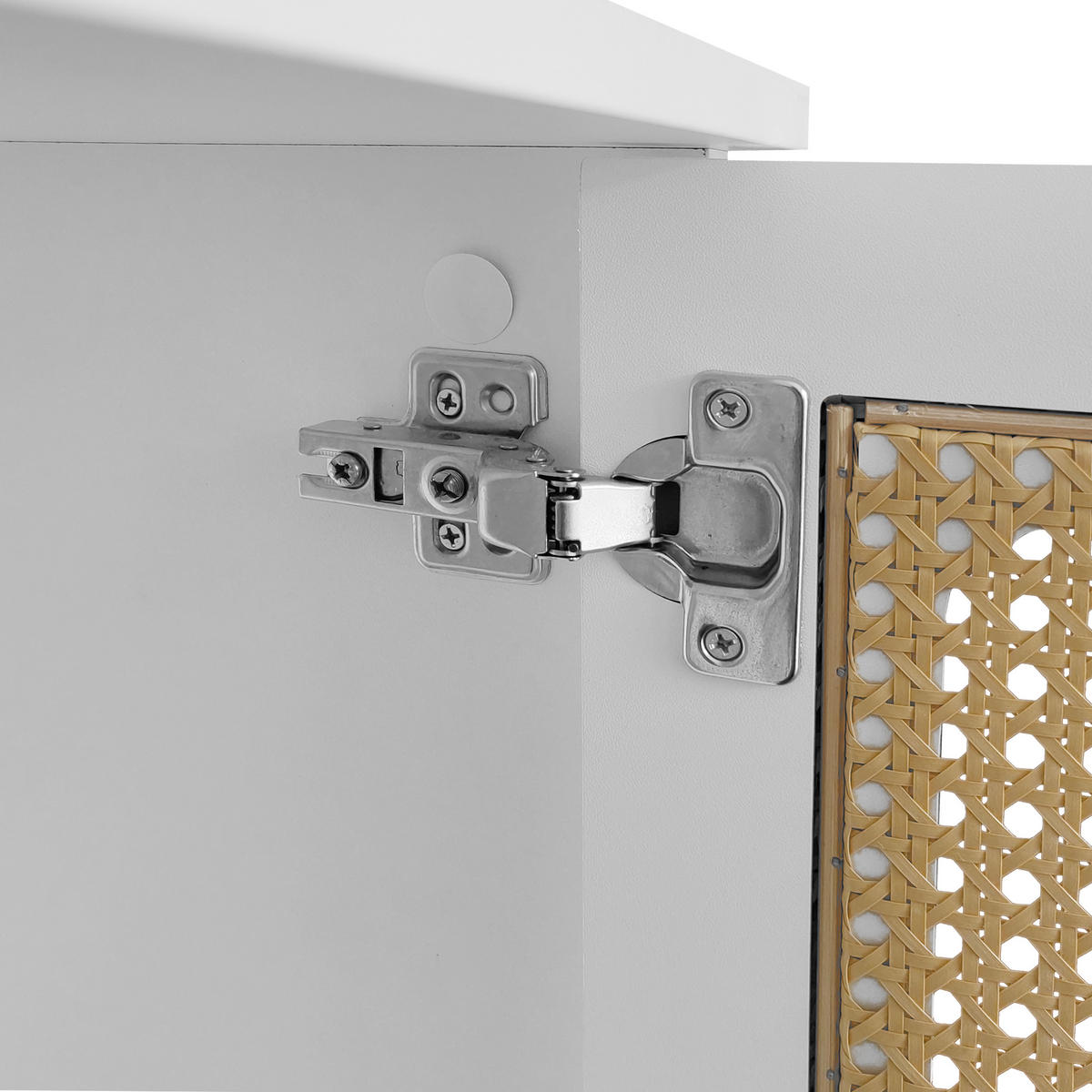 TV-SCHRANK Rattan, Metall - Weiß, Holzwerkstoff (38/55.5/175cm) - Raumix