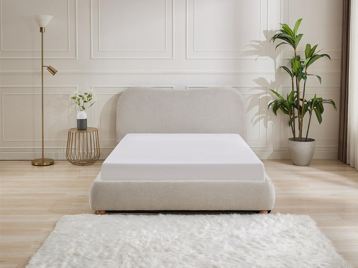 BETT mit Bettkasten - 2 Personen - Stoff - Beige - - Beige, Textil (140/190cm) - Vente-Unique
