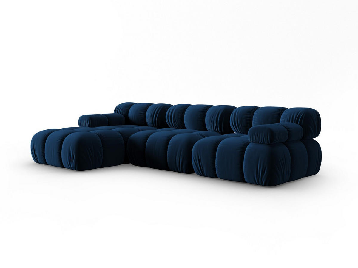 MODULARES-ECKSOFA links Bellis aus Samt königsblau 4 Sitzplätze - Blau, Textil (122/285cm) - Micadoni