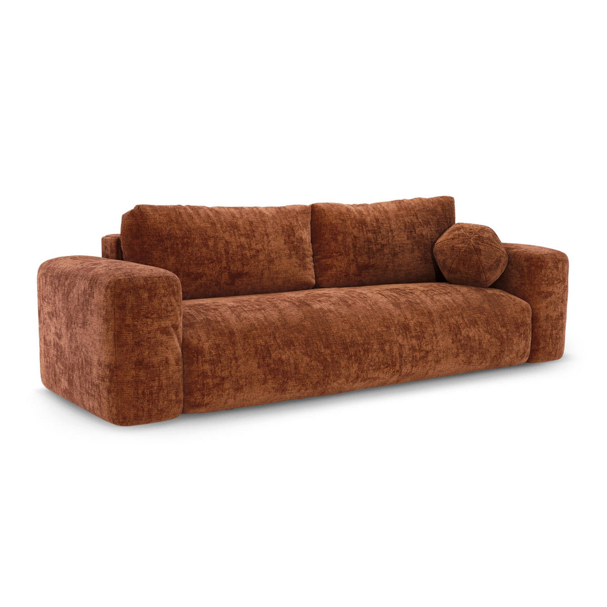 SCHLAFSOFA mit Stauraum LIOR Strukturierter Samt Terrakotta 260cm - Dunkelorange/Terracotta, Textil (260/83/100cm) - Premium Interiors