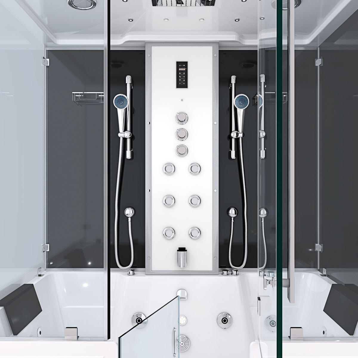 WHIRLPOOL mit Tür Dusche K88-SW-TH-C-EC-EA Duschkabine - Schwarz, Glas/Kunststoff (100/228/180cm) - AcquaVapore by Sandra Jentho