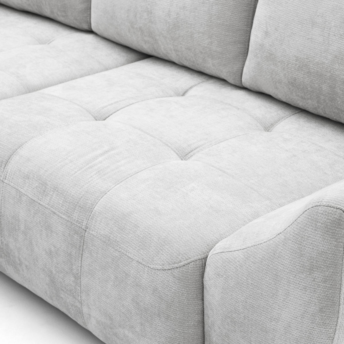 ECKSOFA NICE L Links mit Schlaffunktion 137x204 Chenille Hellgrau - Hellgrau/Schwarz, Holz/Textil (260/165cm) - Muffo