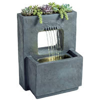 GARTENBRUNNEN DE-10278 2-stufig mit LED und Pflanzkübel Grau - Dunkelgrau, Kunststoff (45/31.5/58.5cm) - ComfortXL