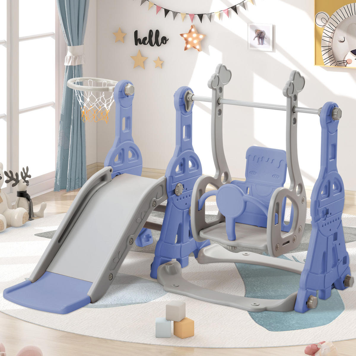 KINDERRUTSCHE 4 in 1, Blau - Blau, Kunststoff (140/118cm)