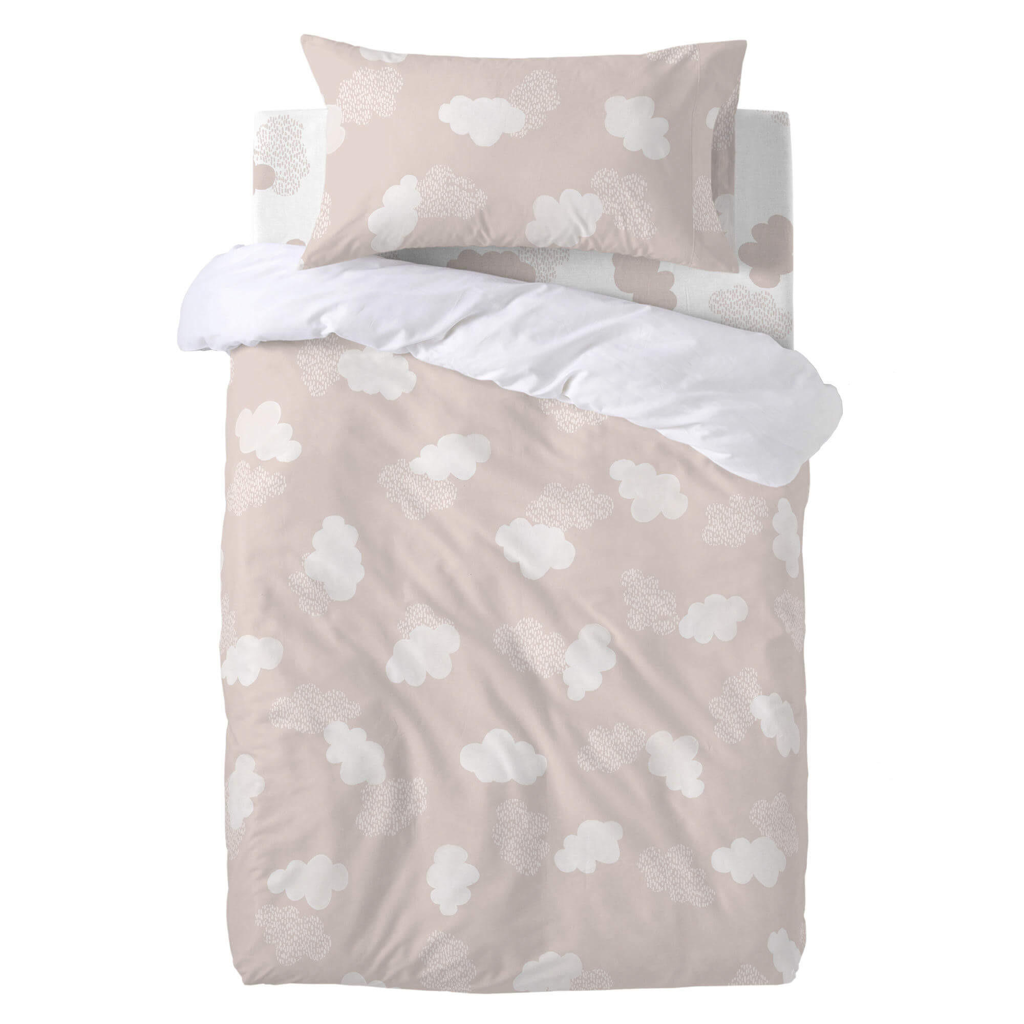 BETTBEZUG 2er-Set teiliges clouds 115x145 cm (kinderbett) rosa - Pink, Textil (115/145cm) - Happy Friday