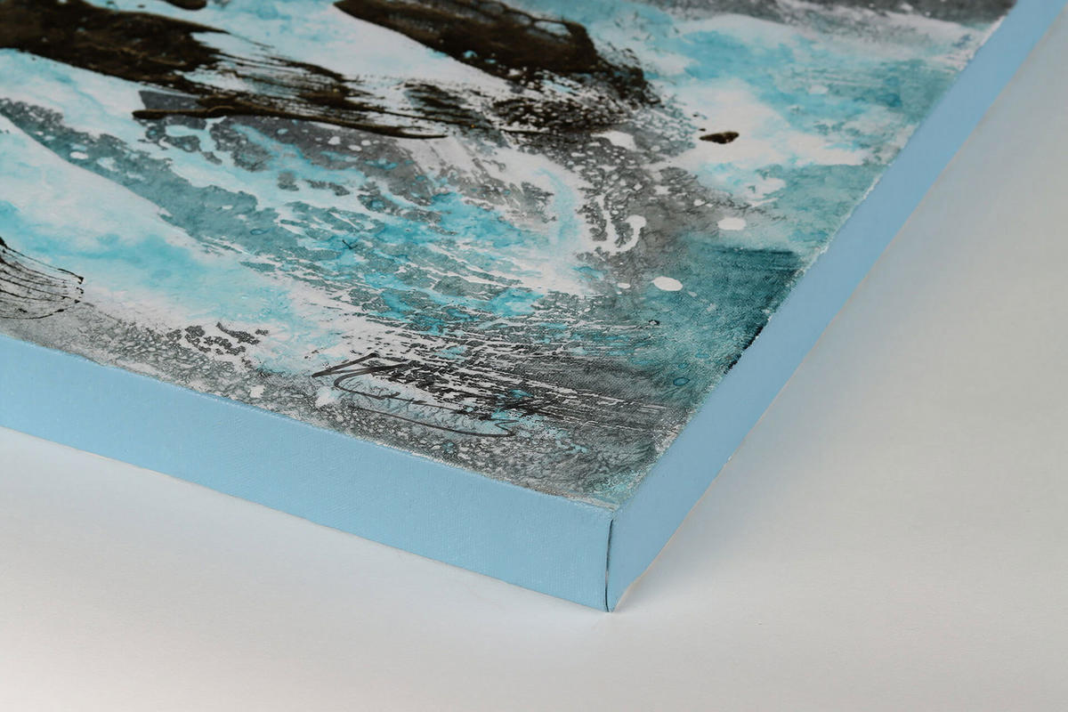 ÖLGEMÄLDE 150/50 cm - Türkis/Weiß, Holz/Textil (1.9/50cm) - KUNSTLOFT