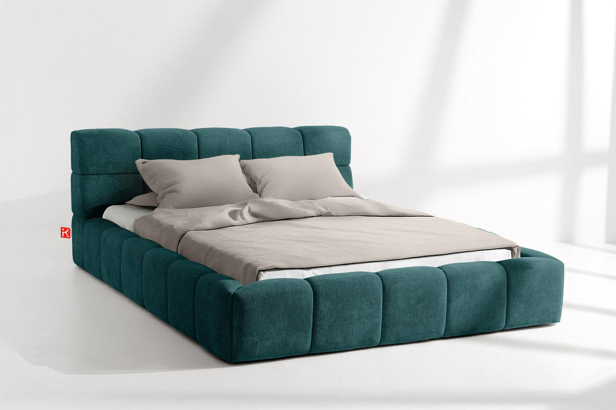 POLSTERBETT AERI 140/160/180/200 mit Rahmen und Bettkasten, blau - Blau, Holz/Holzwerkstoff (160/200cm) - KONSIMO®