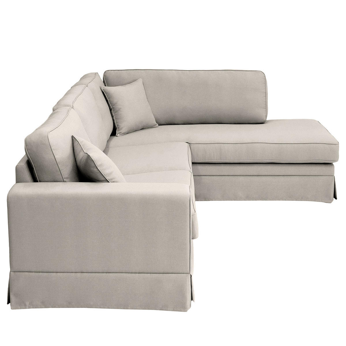 ECKSOFA mit Husse - Ottomane, Webstoff - Hellgrau/Schwarz, Kunststoff/Textil (297/210cm) - home24
