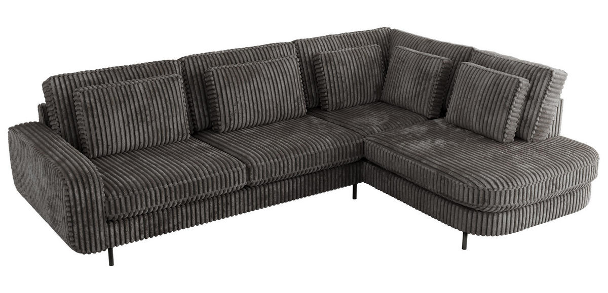 ROHOVÁ SEDAČKA CALENO L - Šedá Manšestr - Levá Strana - šedá/černá, kov/textil (317/225cm) - MKS