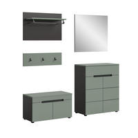 GARDEROBE Nova (B/H/T: ca. 175/190/37 cm) 5 tlg. in Basalt grau/Smoke Green - Grau, Holzwerkstoff (175/190/37cm)