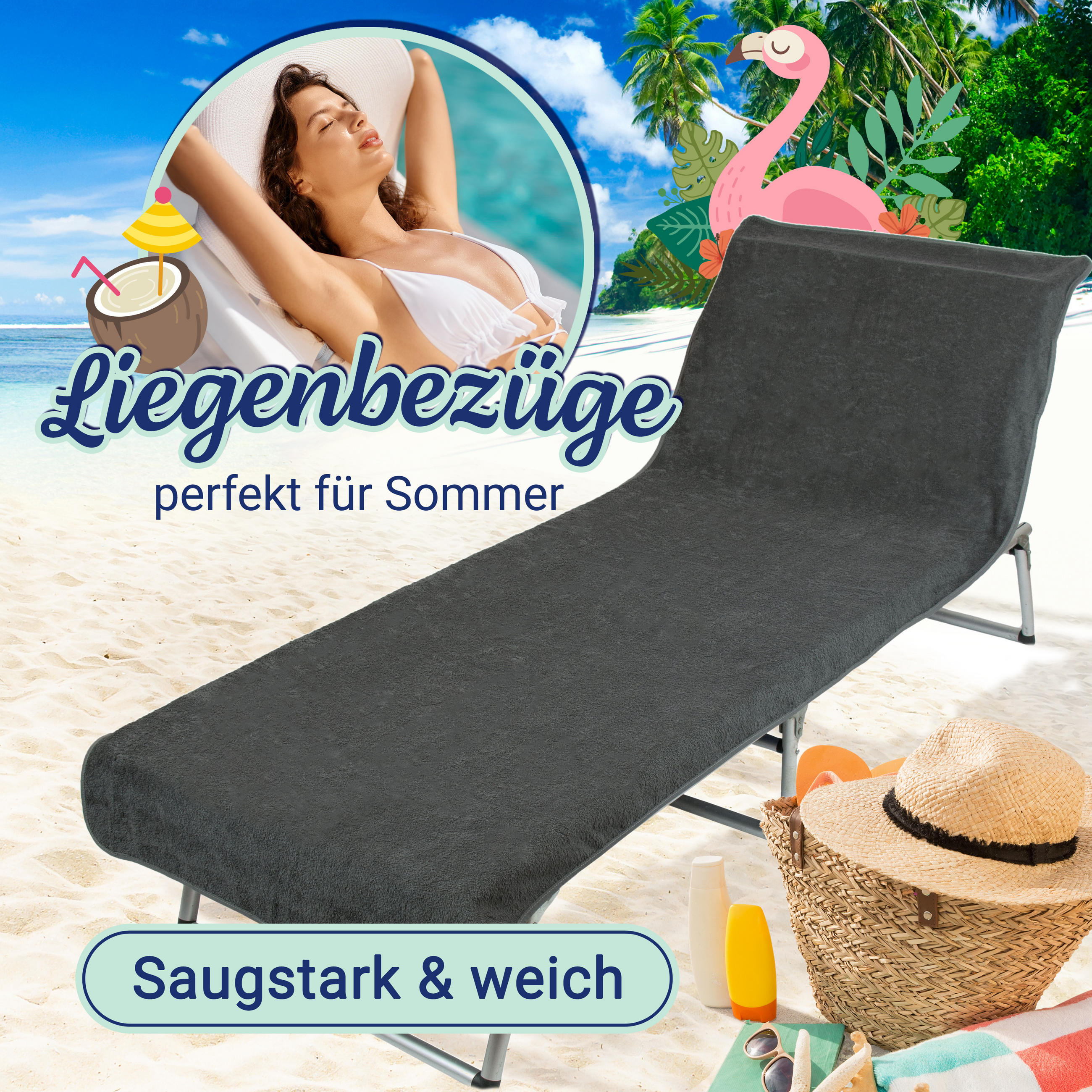 STRANDTUCH, 75x215 cm, 100% Baumwolle, Grau - Anthrazit, Textil (75/215cm) - Zollner