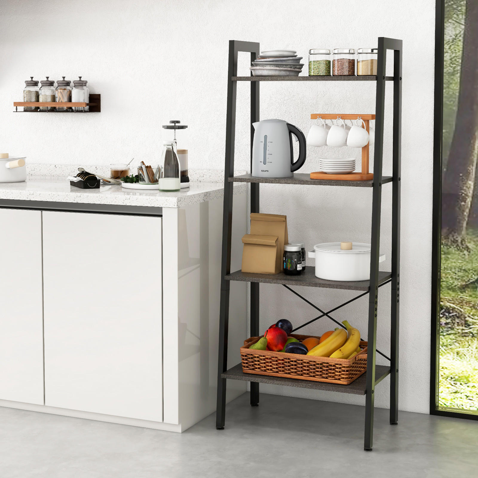 STANDREGAL Braun - Braun, Holz (34/138/56cm) - COSTWAY