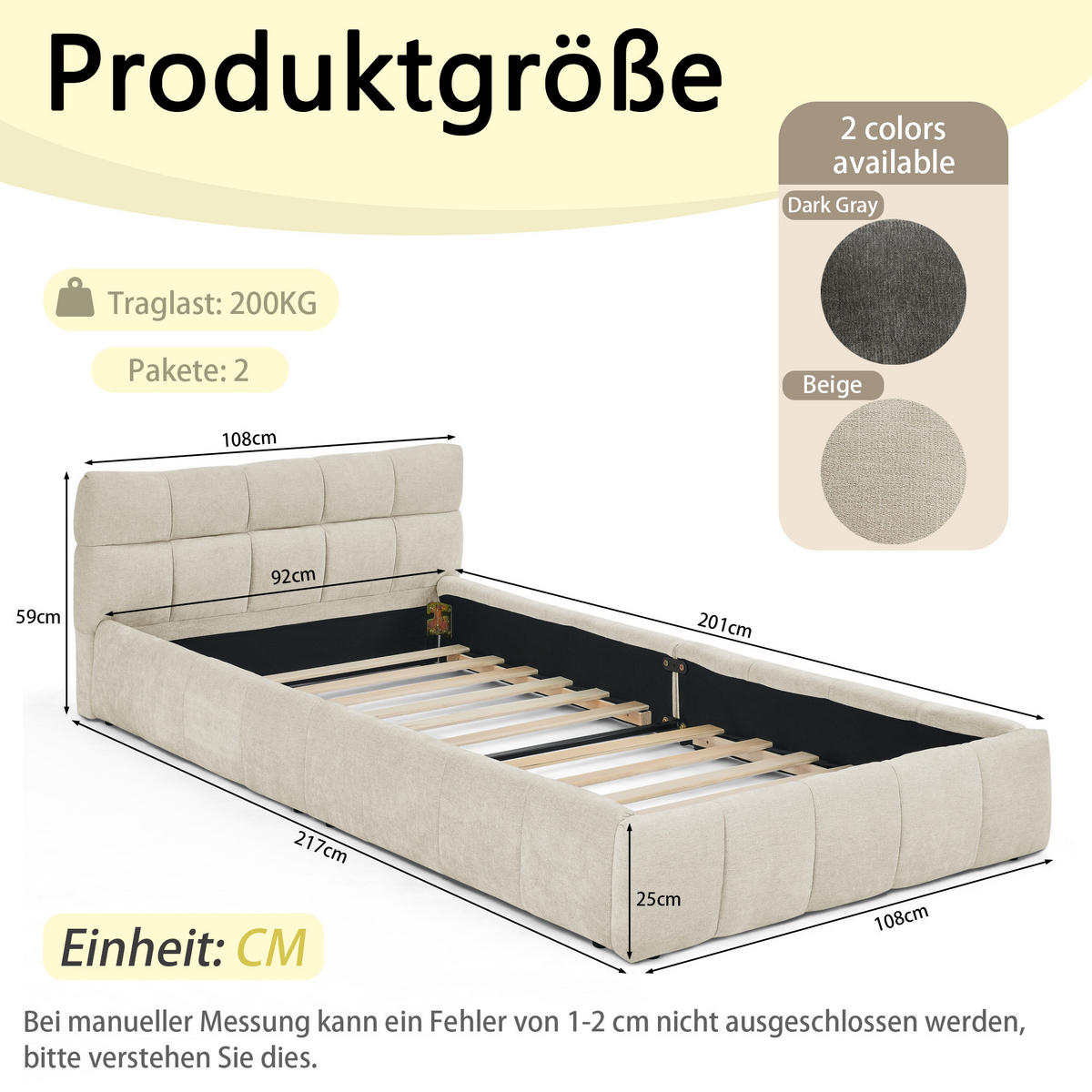 KINDERBETT 90x200 cm Chenille beige - Beige, Kunststoff (90/200cm) - Fortuna Lai