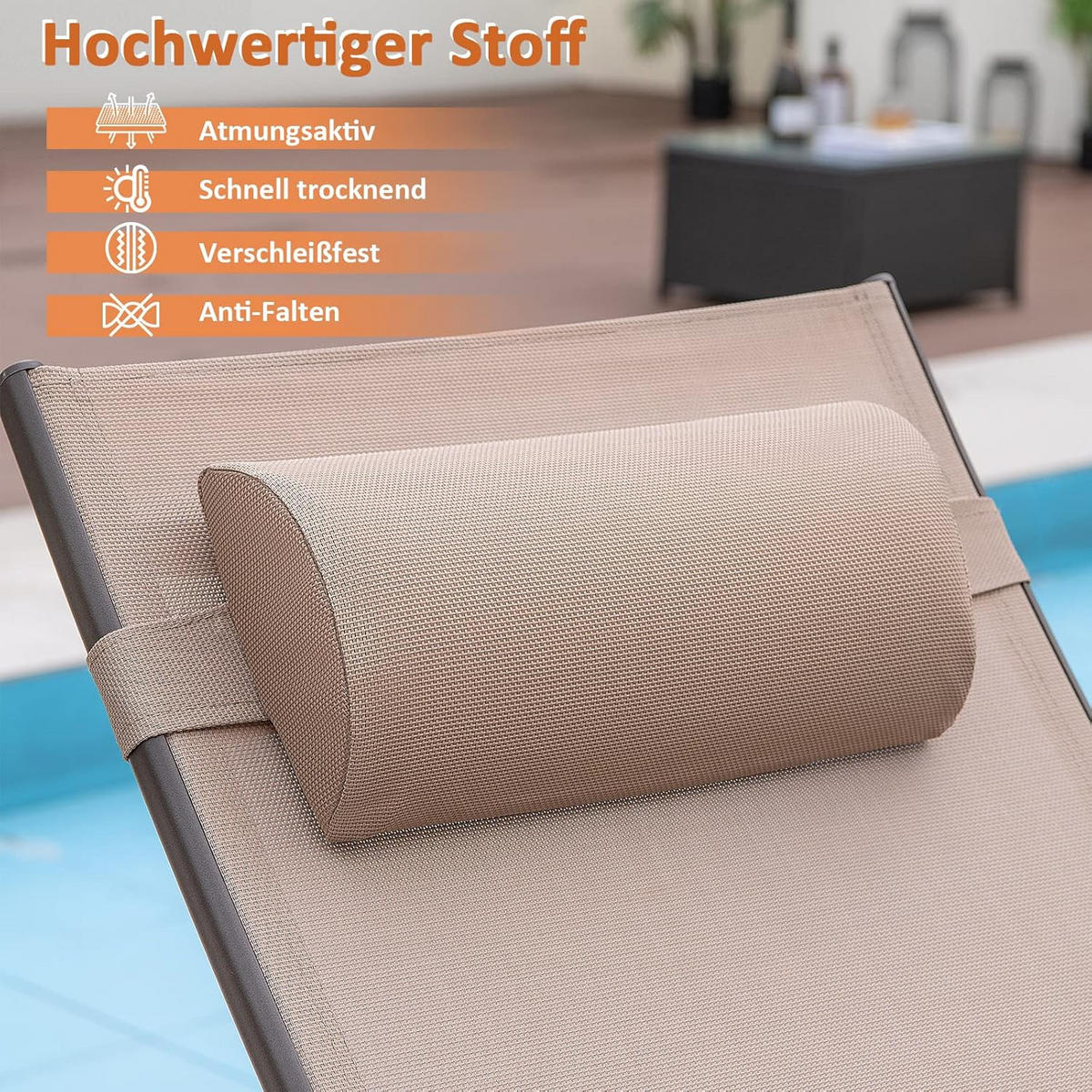 SONNENLIEGEN Braun - Braun, Metall (70/101/152cm) - COSTWAY