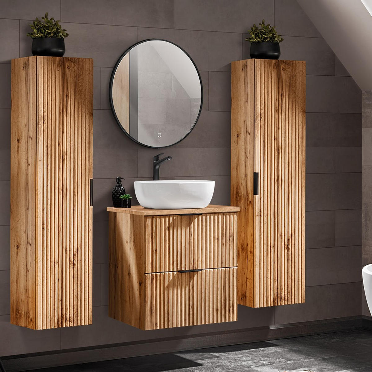 BADMÖBEL-SET 4-TLG. Adelaide-56 - Braun, Holzwerkstoff (160/200/47cm) - Lomado