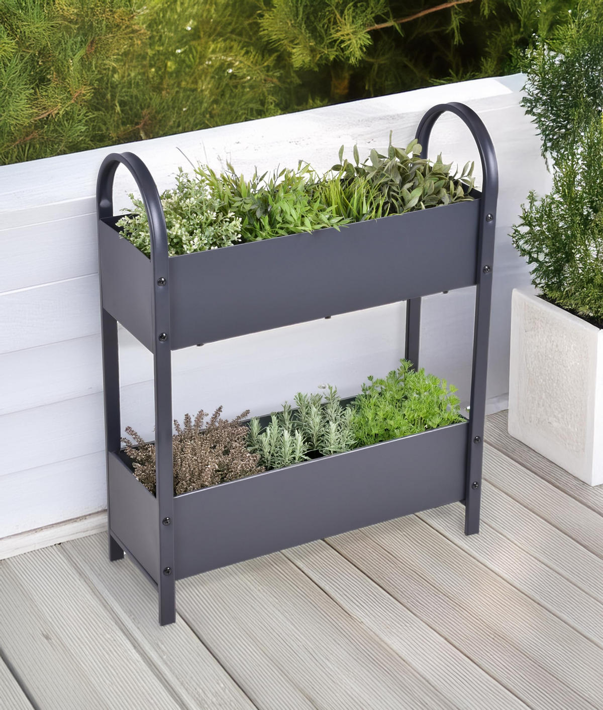 HOCHBEET Halle mit Etagen Anthrazit Metall-Hochbeet für Garten - Anthrazit, Metall (22.5/75/60cm) - DELUKE