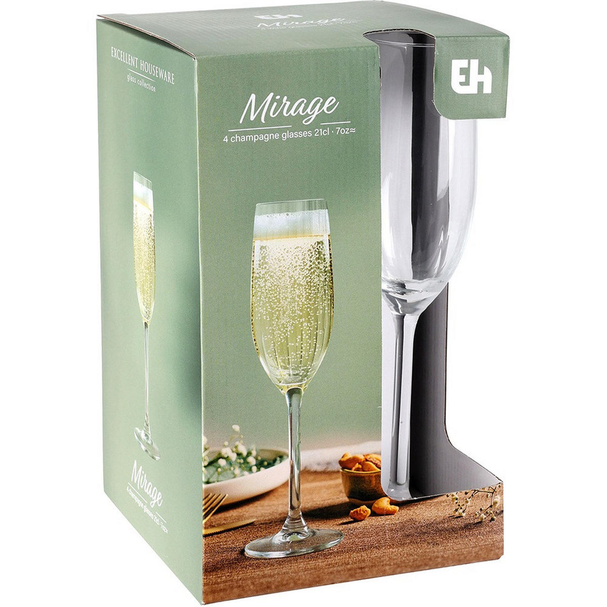 CHAMPAGNERGLÄSER 4er-Set Transparent 210 ml 4,5/4,5/23 cm - Transparent, Glas - Excellent Houseware