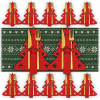 BESTECKTASCHE Weihnachtsdeko Tisch 12er Set - Rot, Textil (16.9/20.3/20.3cm) - KRUMAD