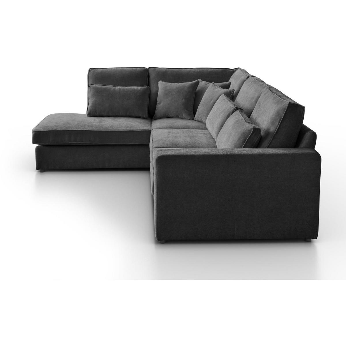 ECKSOFA Parma ohne Schlaffunktion dunkelgrau links - Dunkelgrau/Schwarz, Textil (314/224cm) - Beautysofa