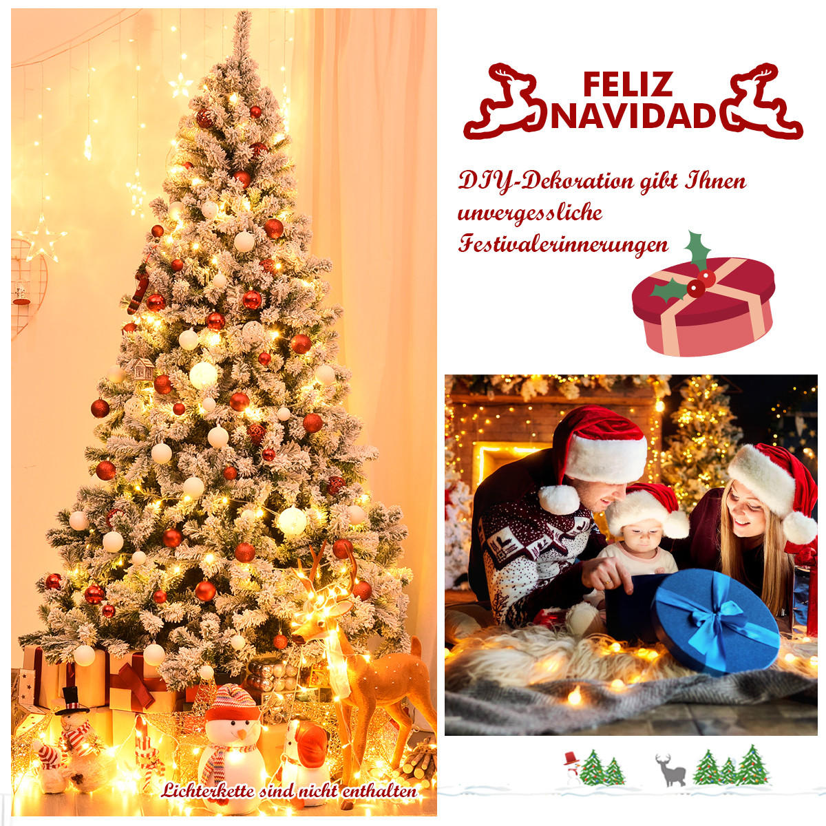 WEIHNACHTSBAUM 7.5FT Grün - Grün, Kunststoff (225cm) - COSTWAY