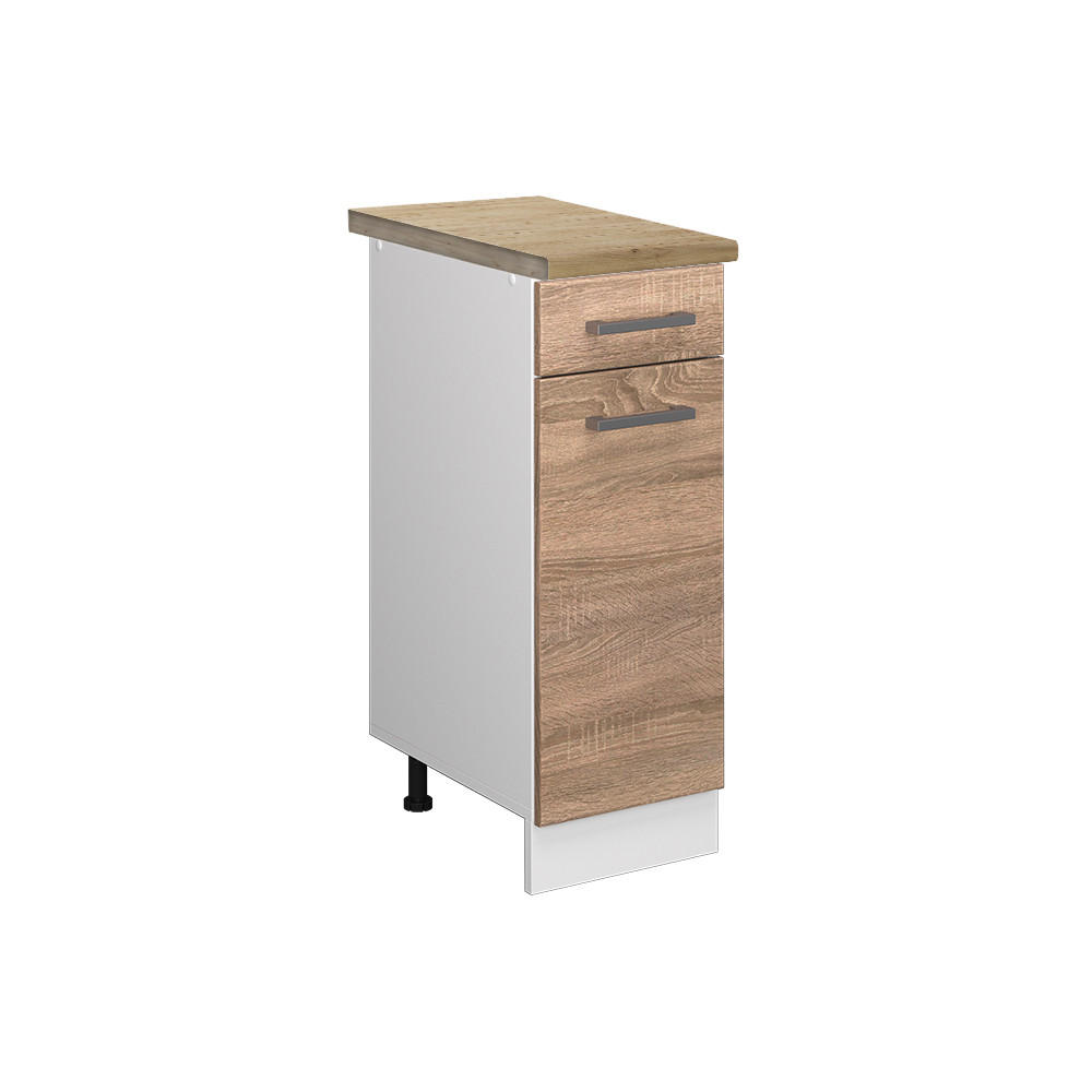 KÜCHENUNTERSCHRANK R-Line Sonoma 30 cm, AP Eiche - Weiß/Sonoma Eiche, Holzwerkstoff (30/81.6/60cm) - Vicco