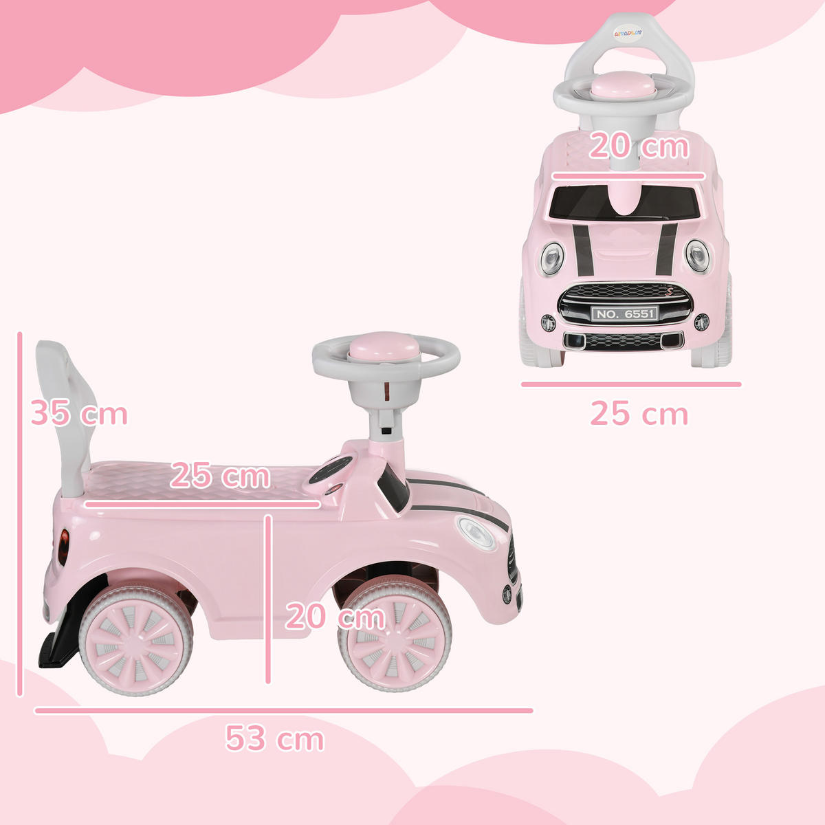 RUTSCHAUTO - Rosa, Kunststoff (53/25/35cm) - AIYAPLAY