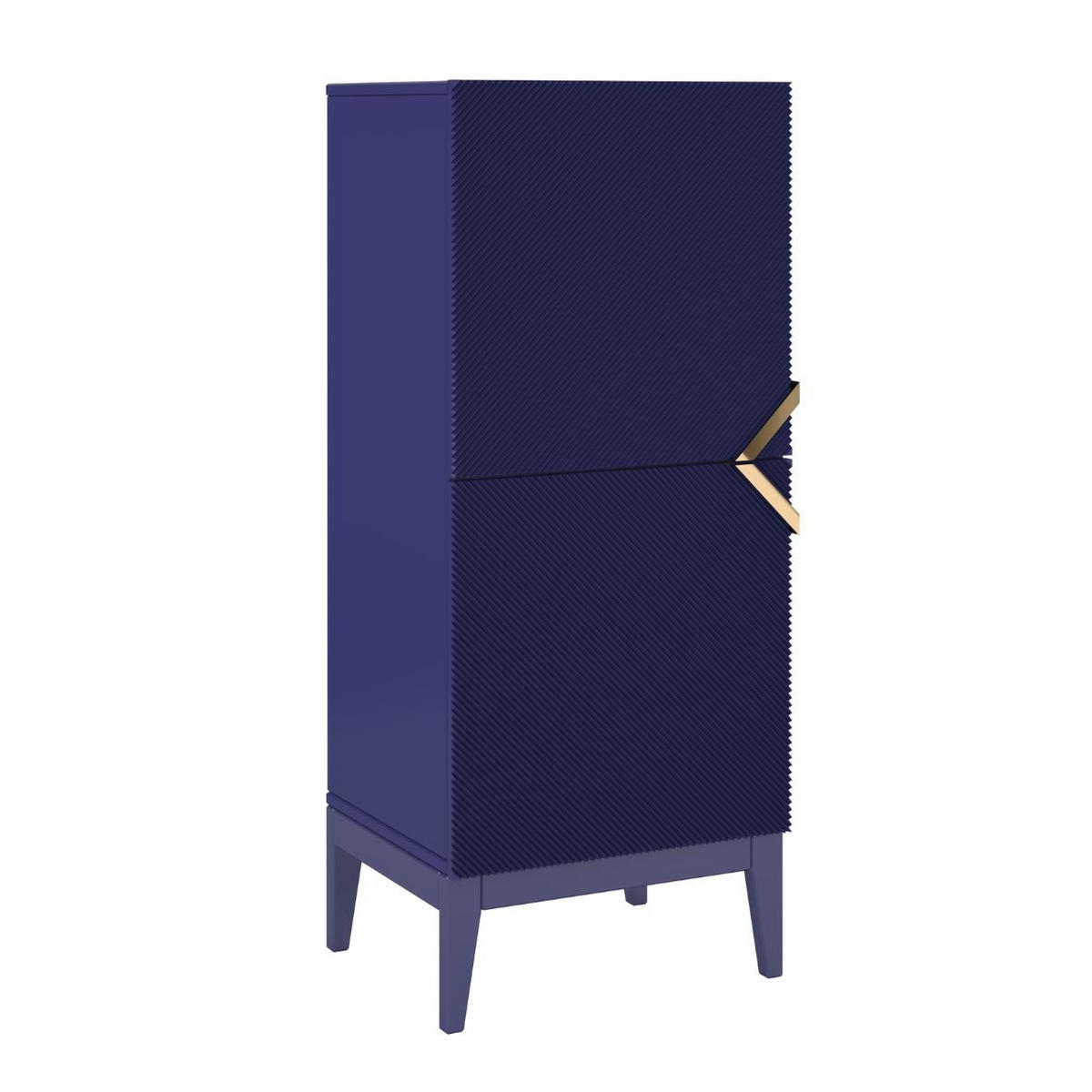 HIGHBOARD Demi 2D High, Marinblau-Gold, Mit Gefrästen Fronten, Massive Buche - Dunkelblau, Holz/Holzwerkstoff (50.5/120.5/42cm) - Visby