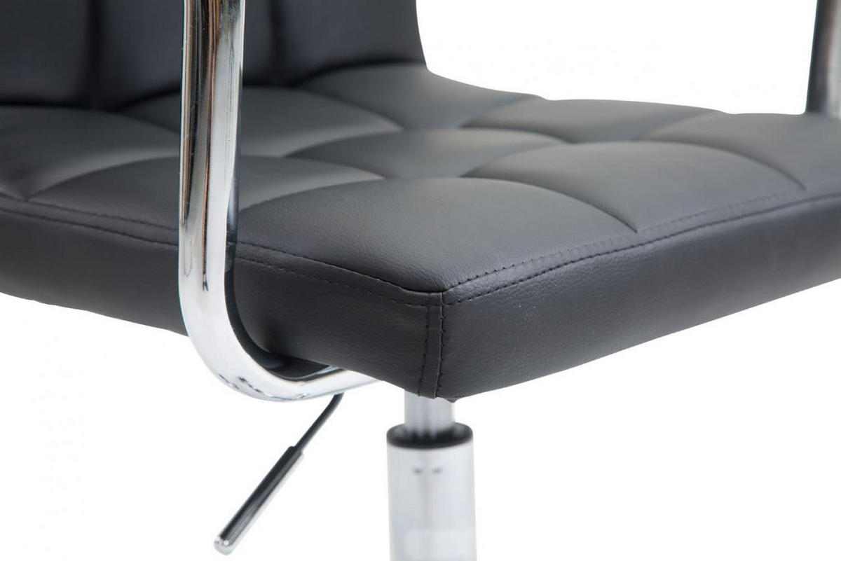 DREHSTUHL Lederlook schwarz - Chromfarben/Schwarz, Textil/Metall (52/76/44cm) - CLP