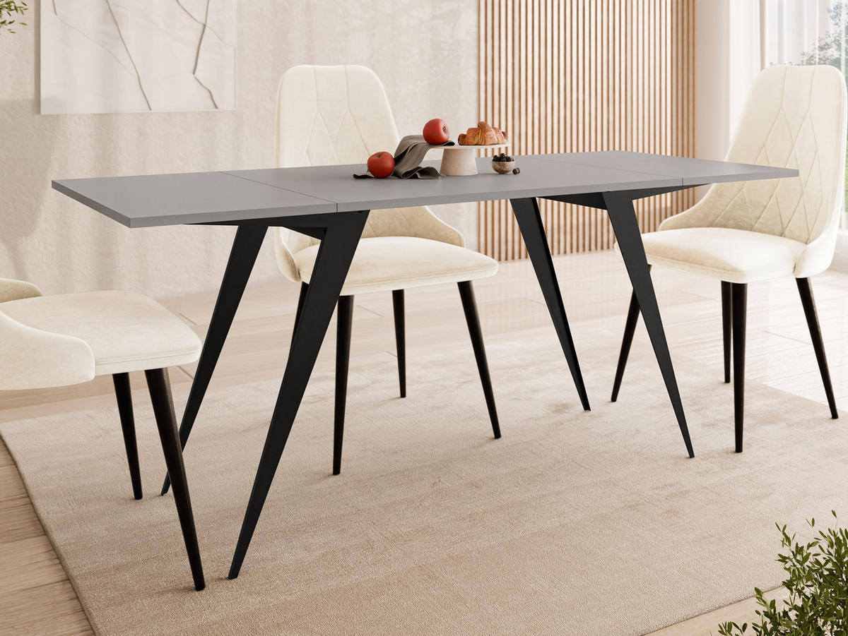 2-IN-1 COUCHTISCH UND ESSTISCH Xena - Hellgrau/Schwarz, Holzwerkstoff/Metall (70/90/45cm) - MIRJAN24