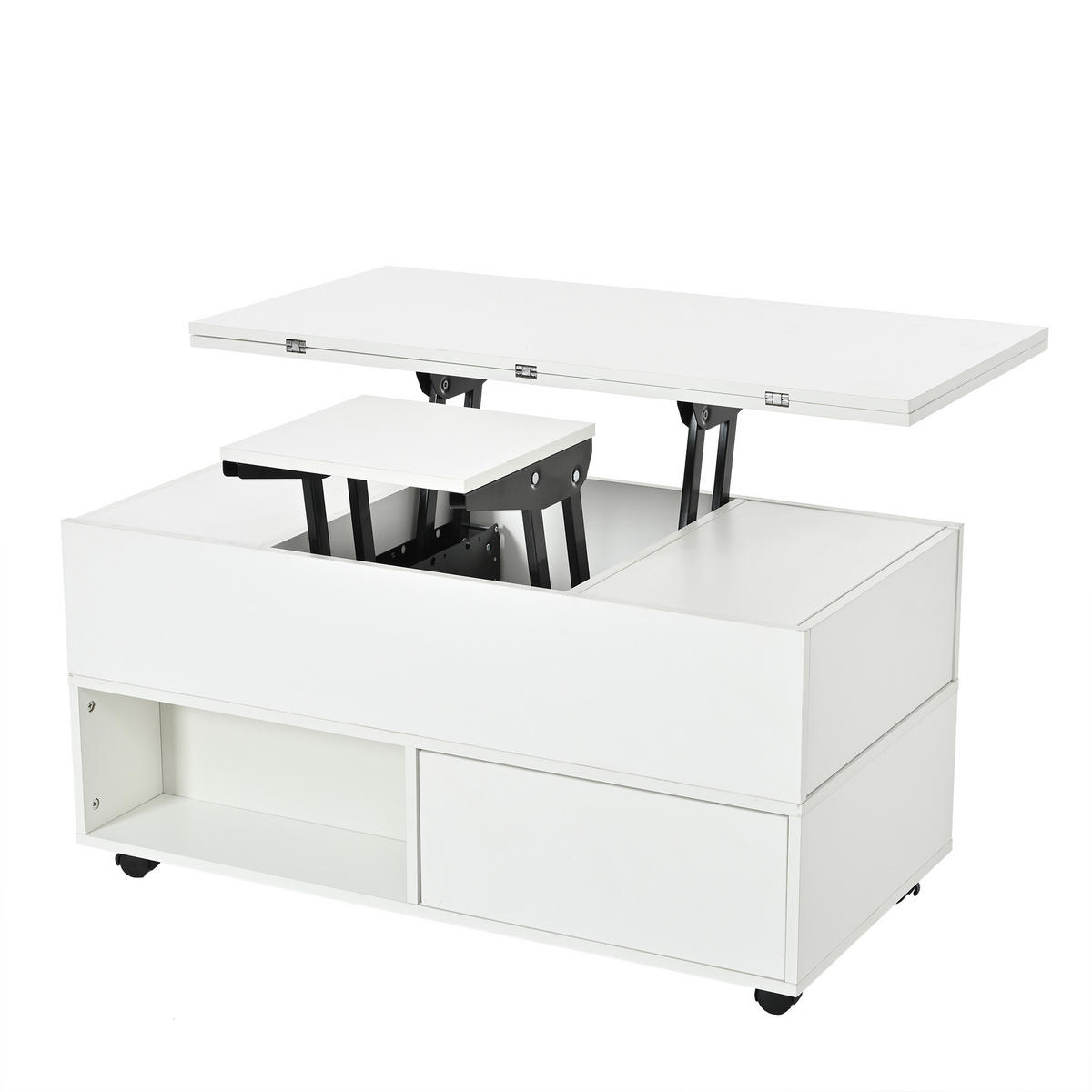 COUCHTISCH höhenverstellbar Weiß 100/50/52 cm - Weiß, Holzwerkstoff (100/50/52cm)