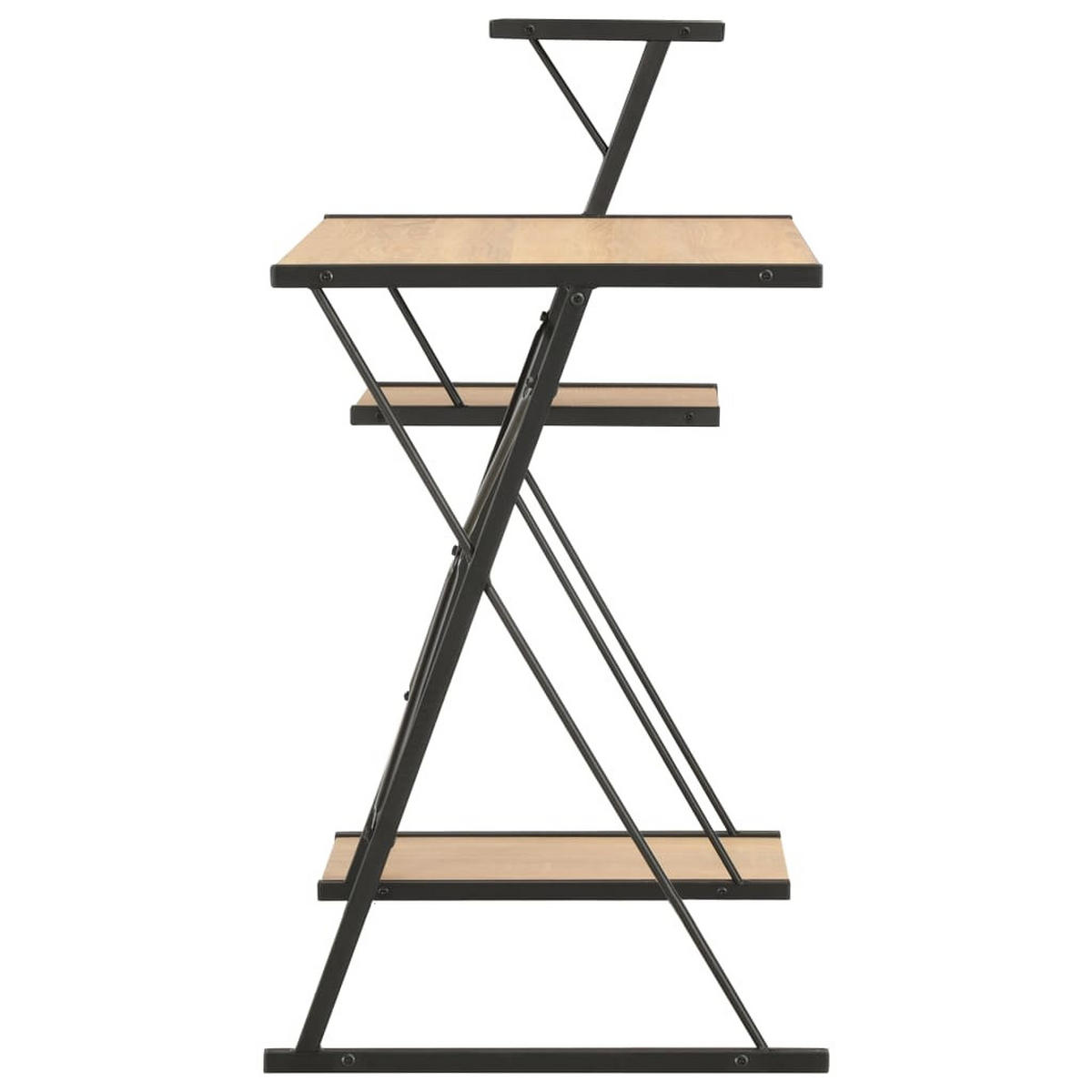 COMPUTERTISCH mit Regal 116/50/93 cm aus Holzwerkstoff, Stahl Schwarz, Eichenoptik - Schwarz/Naturfarben, Holz (50/116/93cm) - vidaXL