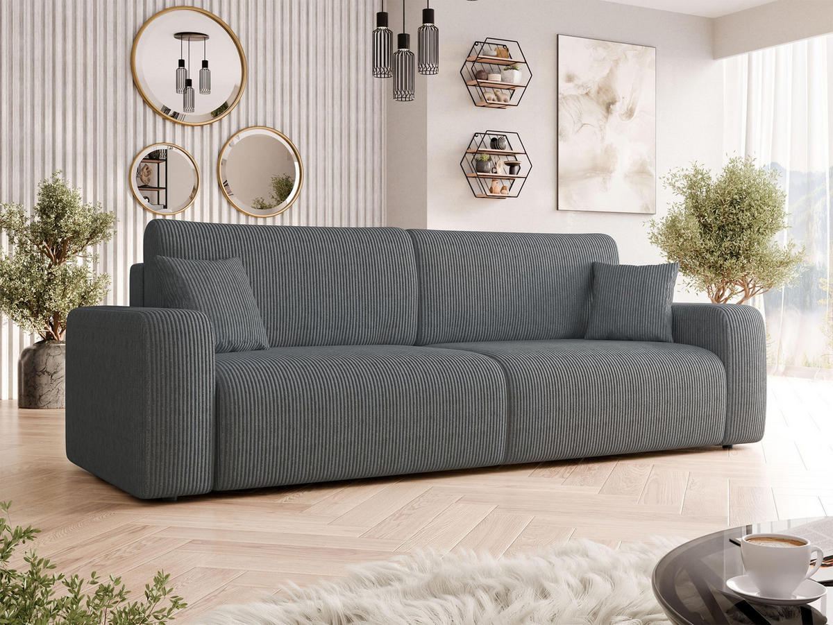 SCHLAFSOFA Piano Cord - Schwarz/Grau, Holz/Kunststoff (245/82/92cm) - MIRJAN24