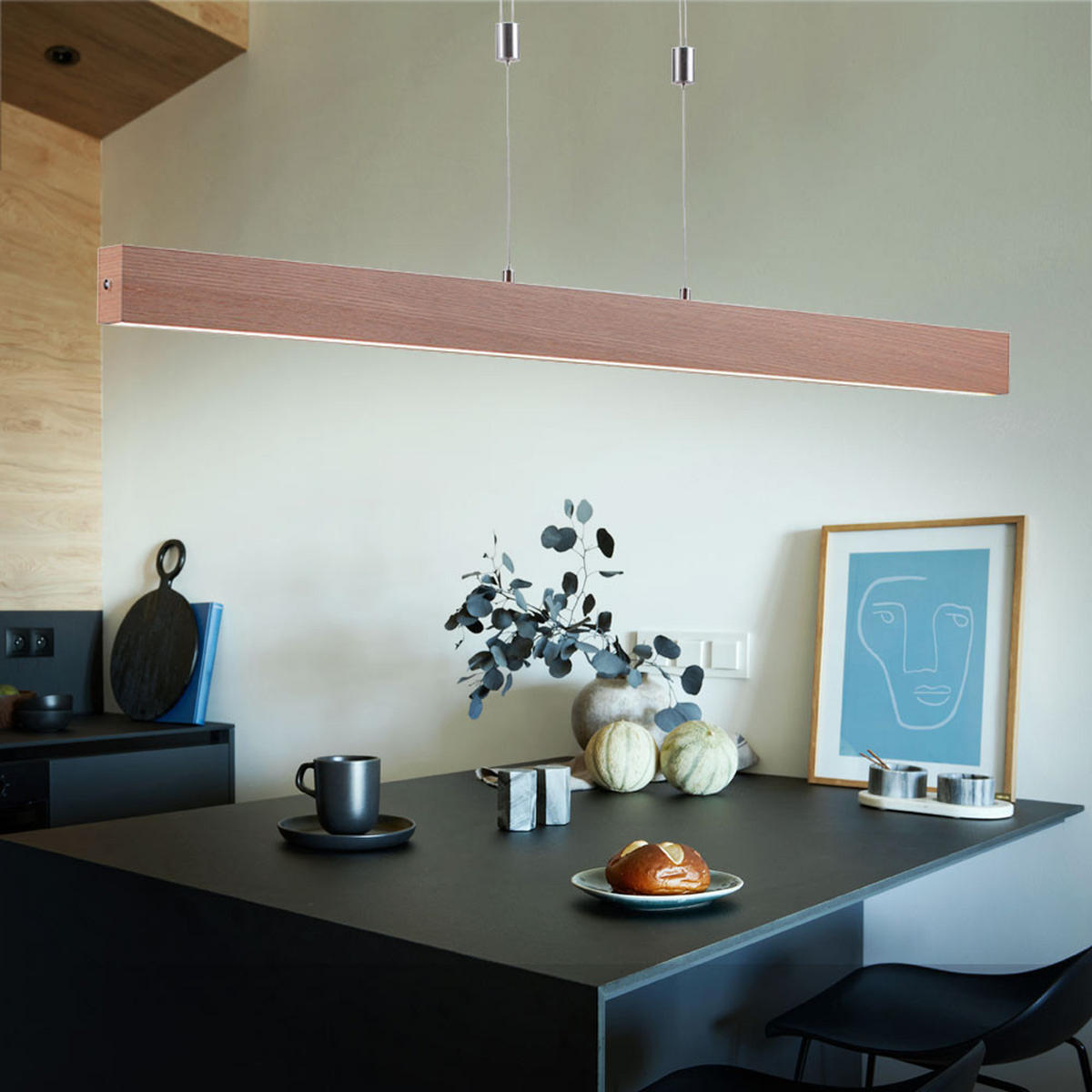 LED HÄNGELEUCHTE Holzoptik Braun - Braun, Metall (110/5/160cm)