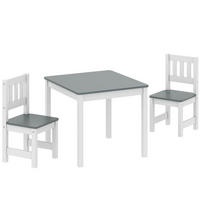 KINDERSITZGRUPPE Kindertisch mit 2 Stühlen, Kinderzimmer Tisch & Stühle Set Grau - Grau, Holz (52/48/56cm) - AIYAPLAY
