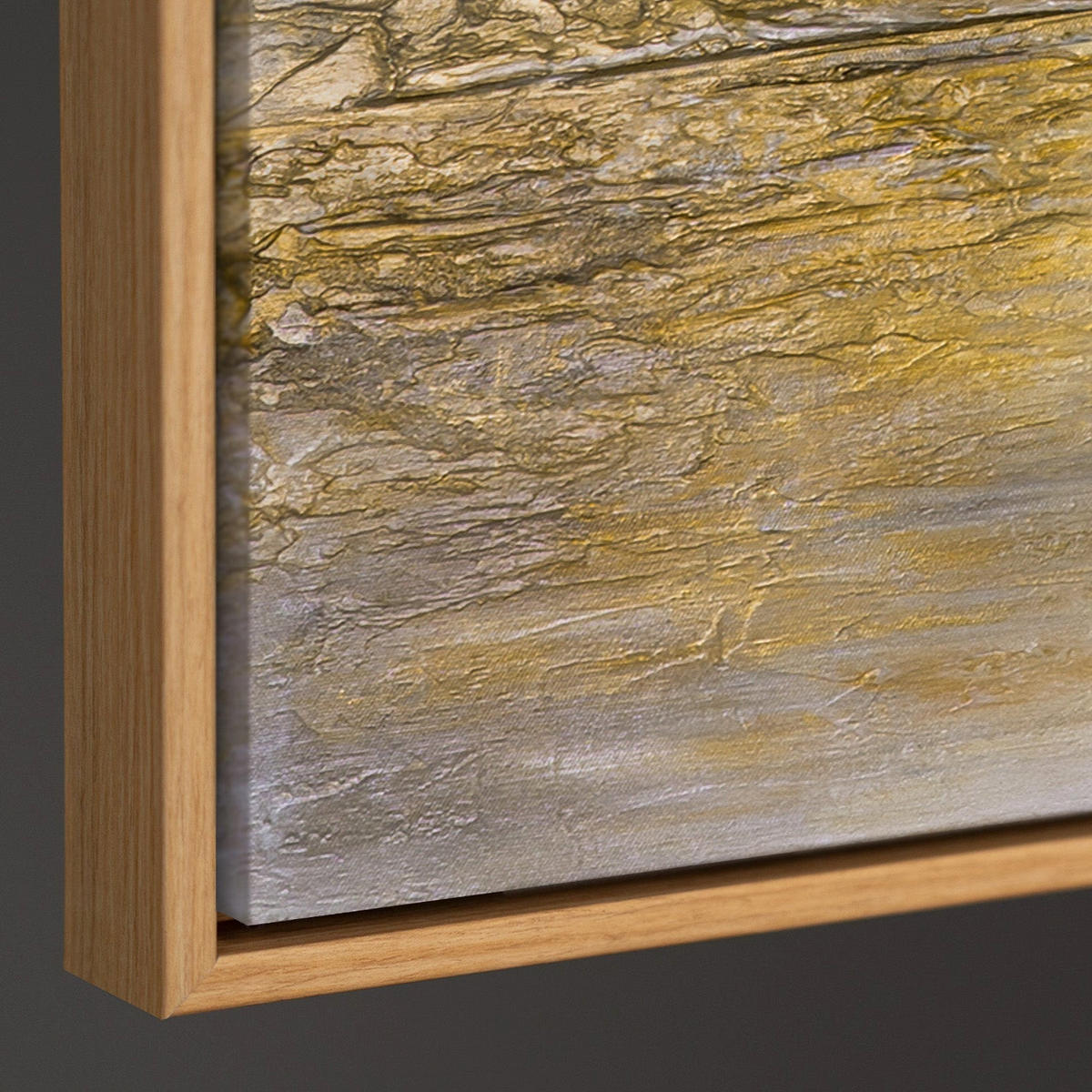 GEMÄLDE Sanftes Leuchten Schattenfugenrahmen Eichefarben 70x50 cm - Eichefarben, Holz (70/50cm) - YS-art gallery