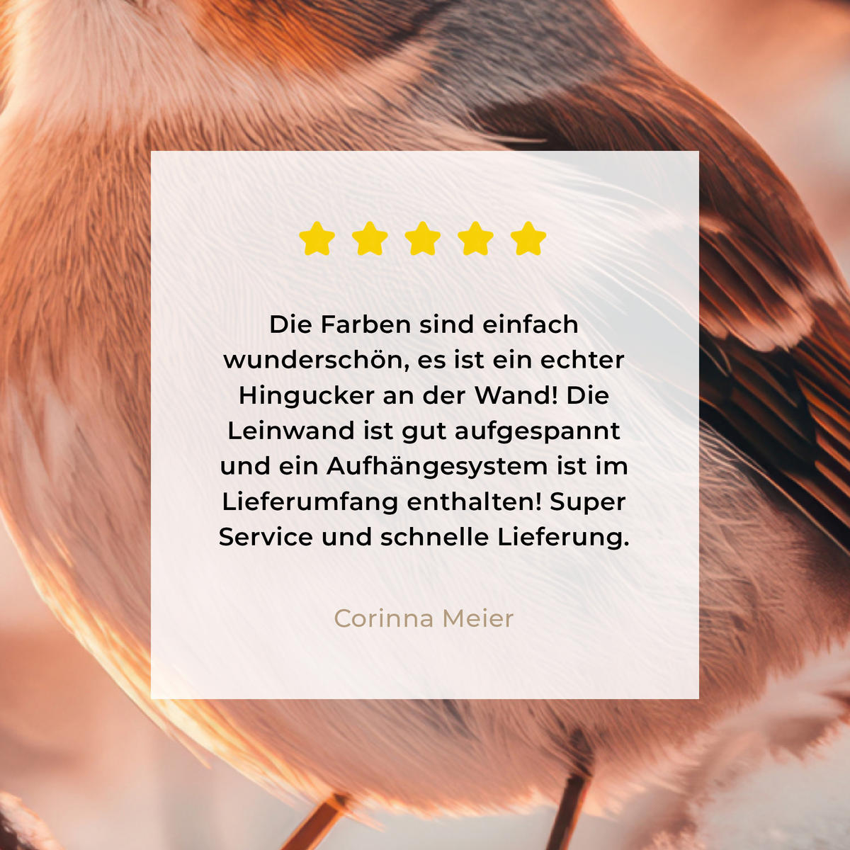 LEINWANDBILD Vogel - Zweig - Winter - Tiere - Schnee Wandbilder 80x60 cm - Bernsteinfarben, Textil (80/60cm) - MuchoWow