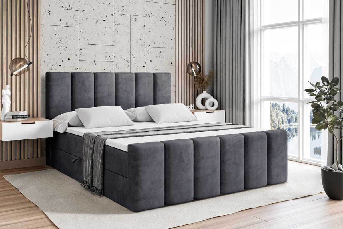BOXBETT BOXI1-Z - 140x200 cm - H3 - Dunkelgrau - Dunkelgrau, Holzwerkstoff (140/200cm) - ALTDECOR