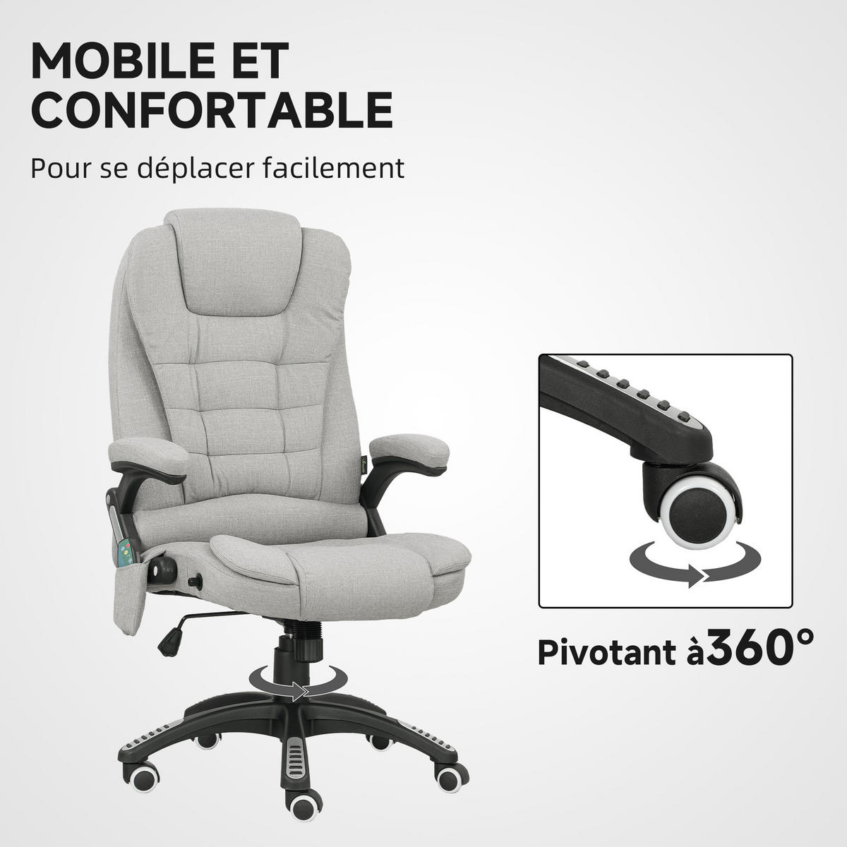 CHEFSESSEL DE-11756 MIT MASSAGE- & HEIZFUNKTION 68/72/110-120 cm Grau - Hellgrau, Textil (68/120/72cm) - ComfortXL