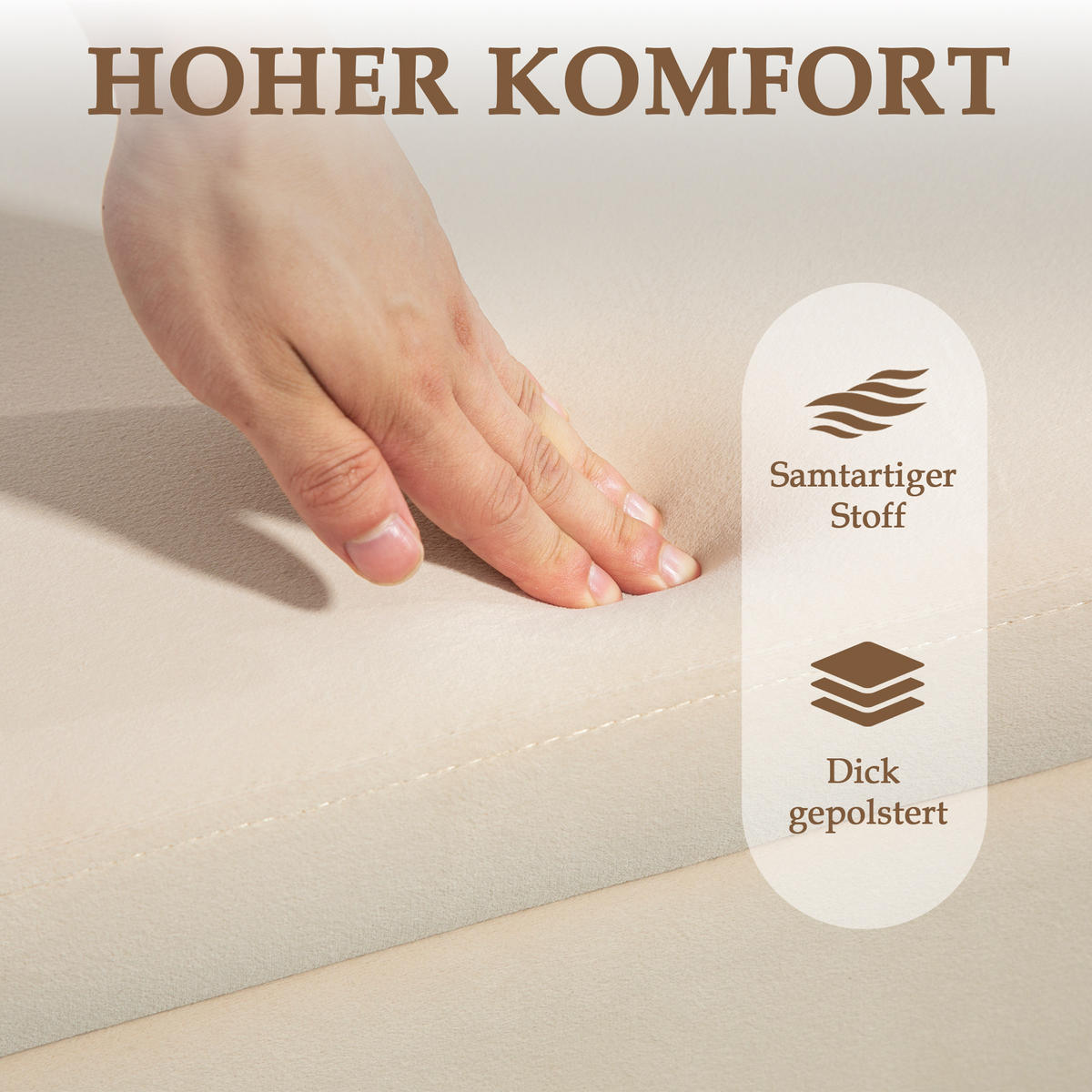 TRUHENBANK mit Samtoptik, Metallbeine 100x40x42 cm, Beige - Beige, Textil (40/42/100cm) - HOMCOM