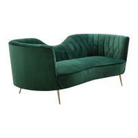 SOFA 3-Sitzer - Samt - Dunkelgrün - ADELE - Grün, Textil (198/80/85cm) - Vente-Unique