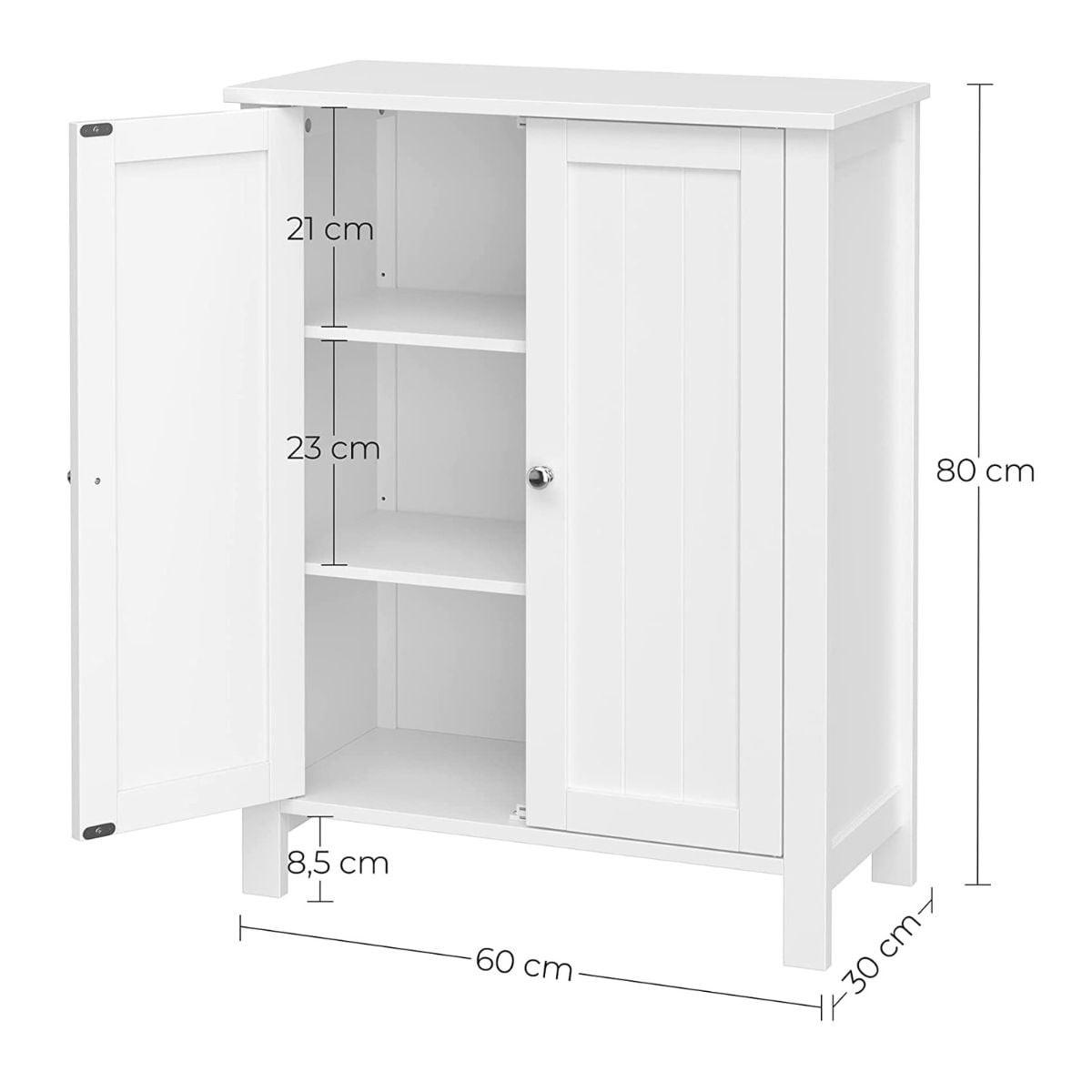 BADEZIMMERSCHRANK mit 2 Türen - L60 cm - Weiß, Holzwerkstoff (30/80/36cm) - Calicosy